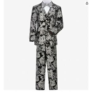 Boy 5 Pieces Outfit Set Velvet Suit Blazer Vest Pants Formal Tuxedo Suit Size 8